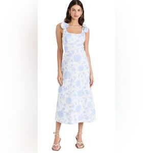 Zimmermann Postcard Tie Shoulder Midi Dress